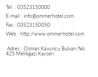 Ommer Hotel iletiim bilgileri